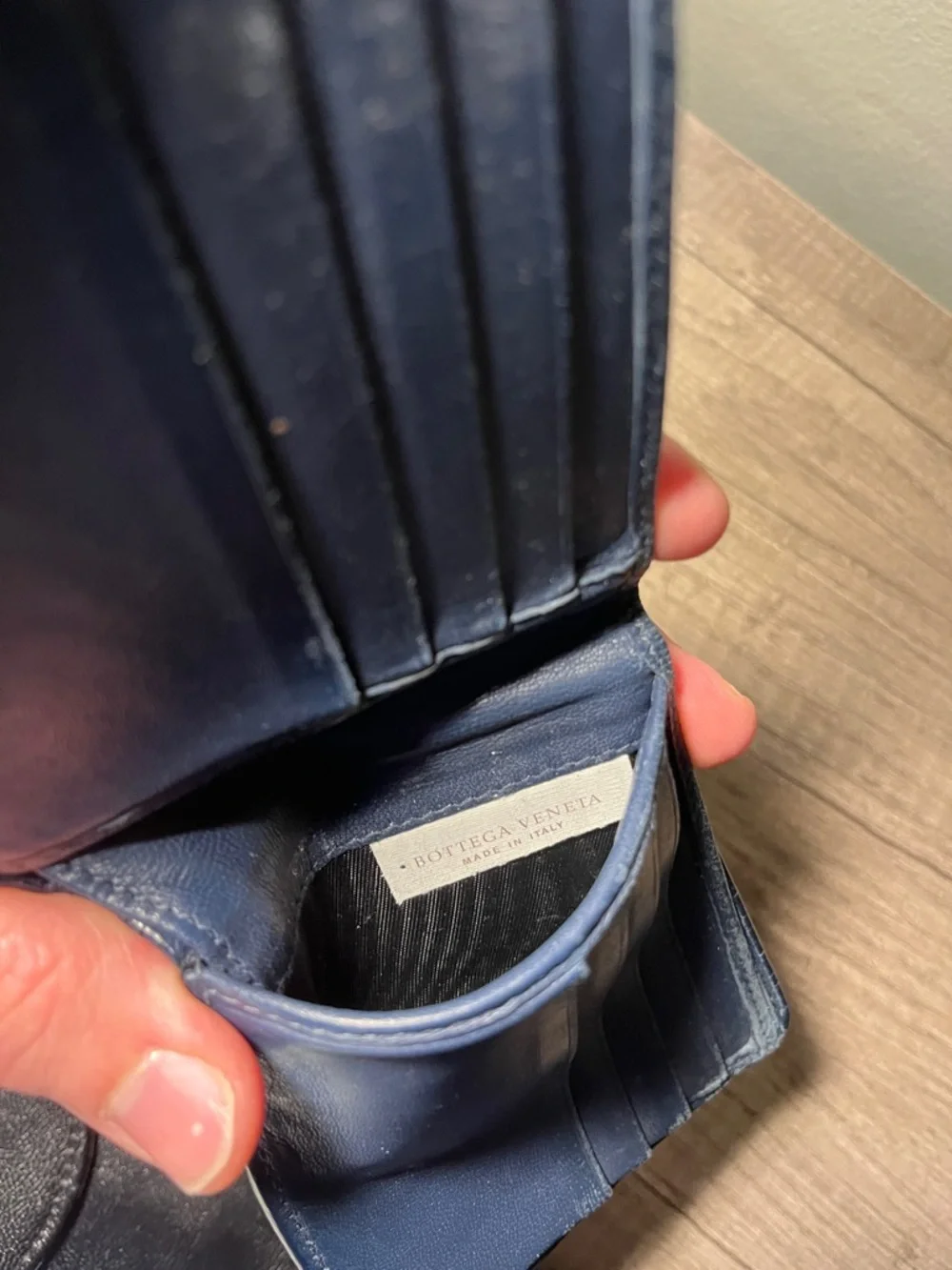 Bottega Veneta Navy Intrecciato Leather Bi-Fold Wallet